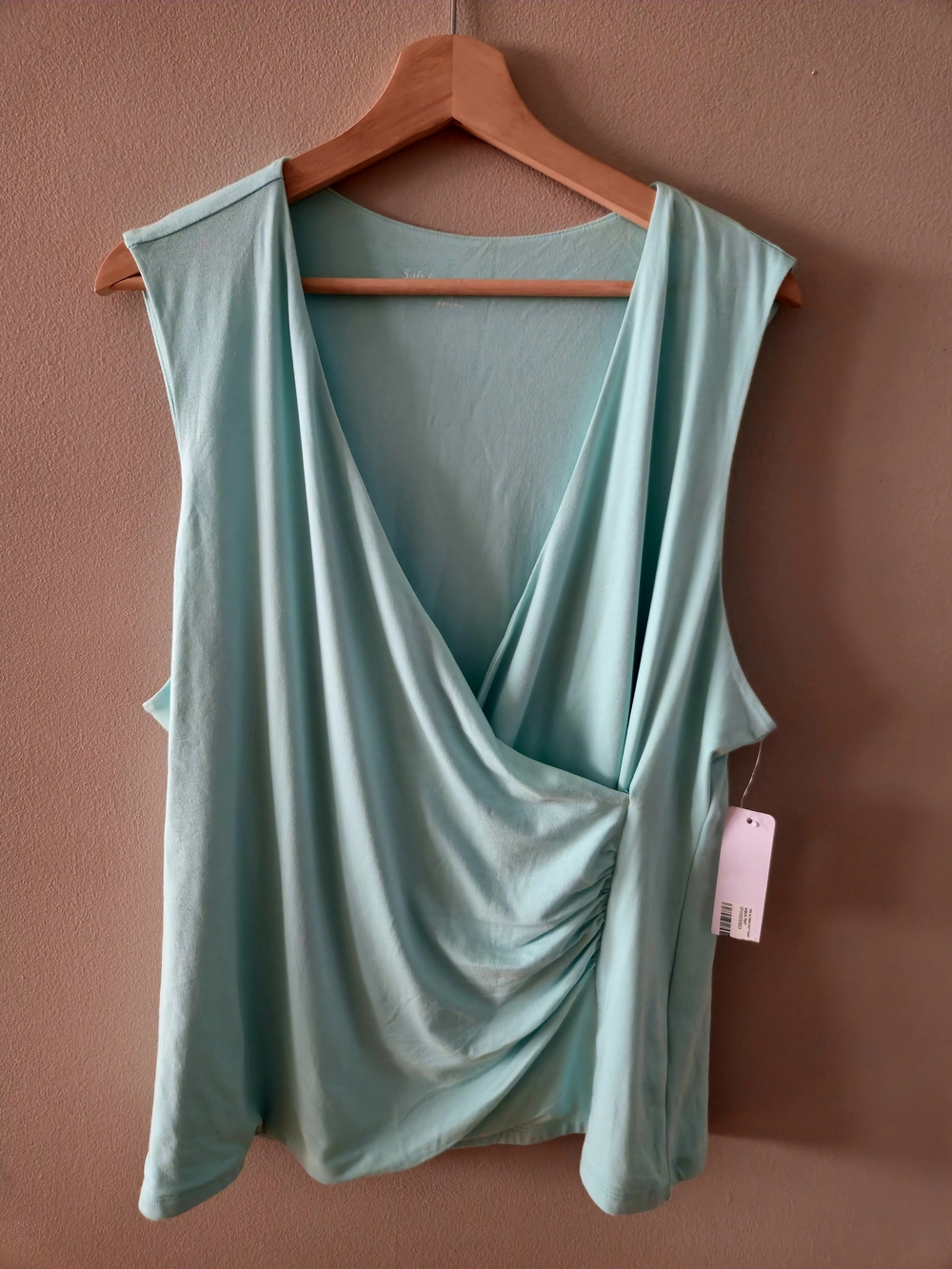 Soft Surroundings Mint Green Draped Sleeveless Blouse